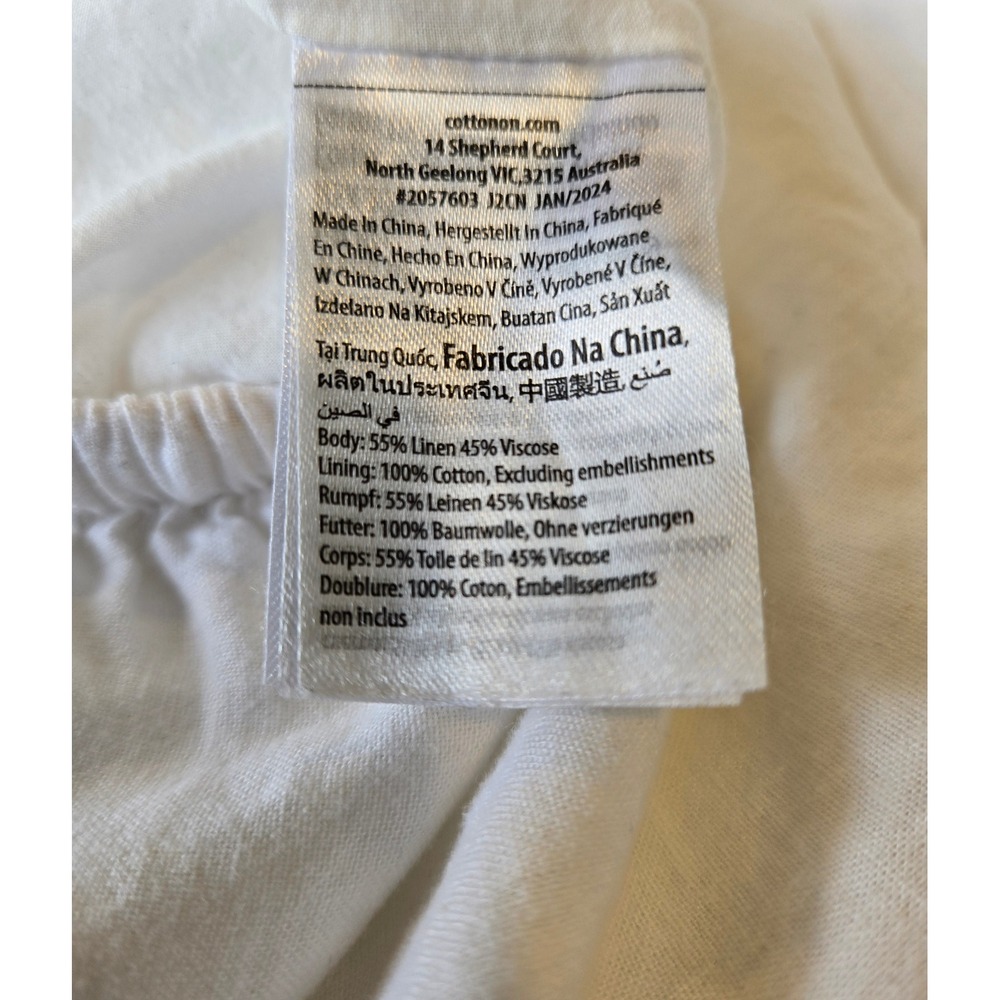 White Linen Blend Tiered Maxi Skirt Sz 4 Cottagecore Peasant Fairy Boho Coastal - Picture 5 of 5